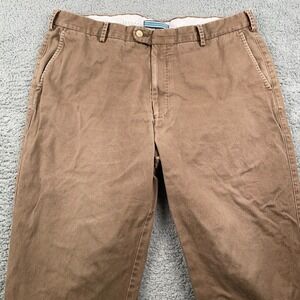 Peter Millar Pants Mens 38x34 Brown Chino Twill Flat Front Casual Straight Golf